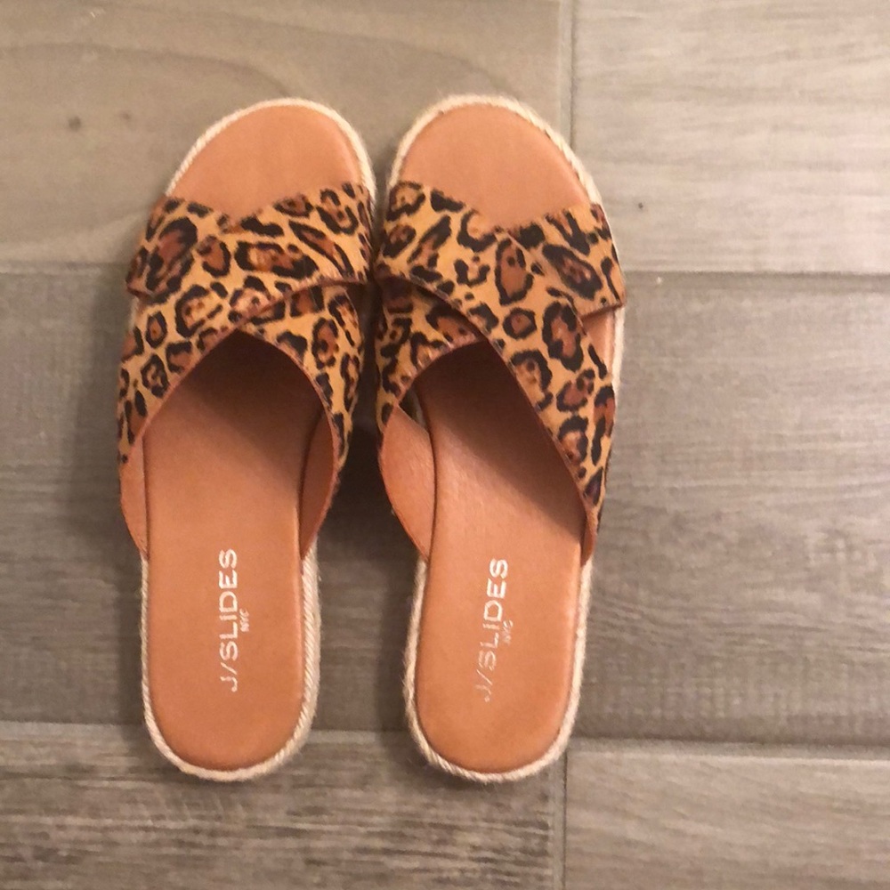J/slides leopard slide espadrilles
